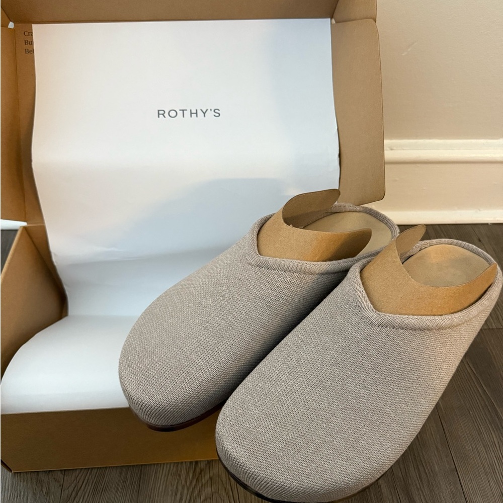 Rothy's Light Gray Slip-On Mules